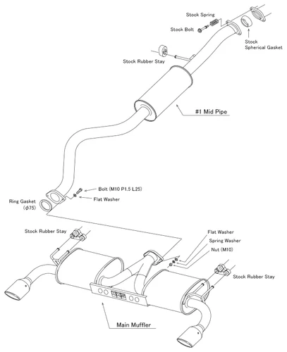 HKS Toyota GR Corolla LEGAMAX Sports Catback Exhaust System - 2023+ Toyota GR Corolla - Image 3