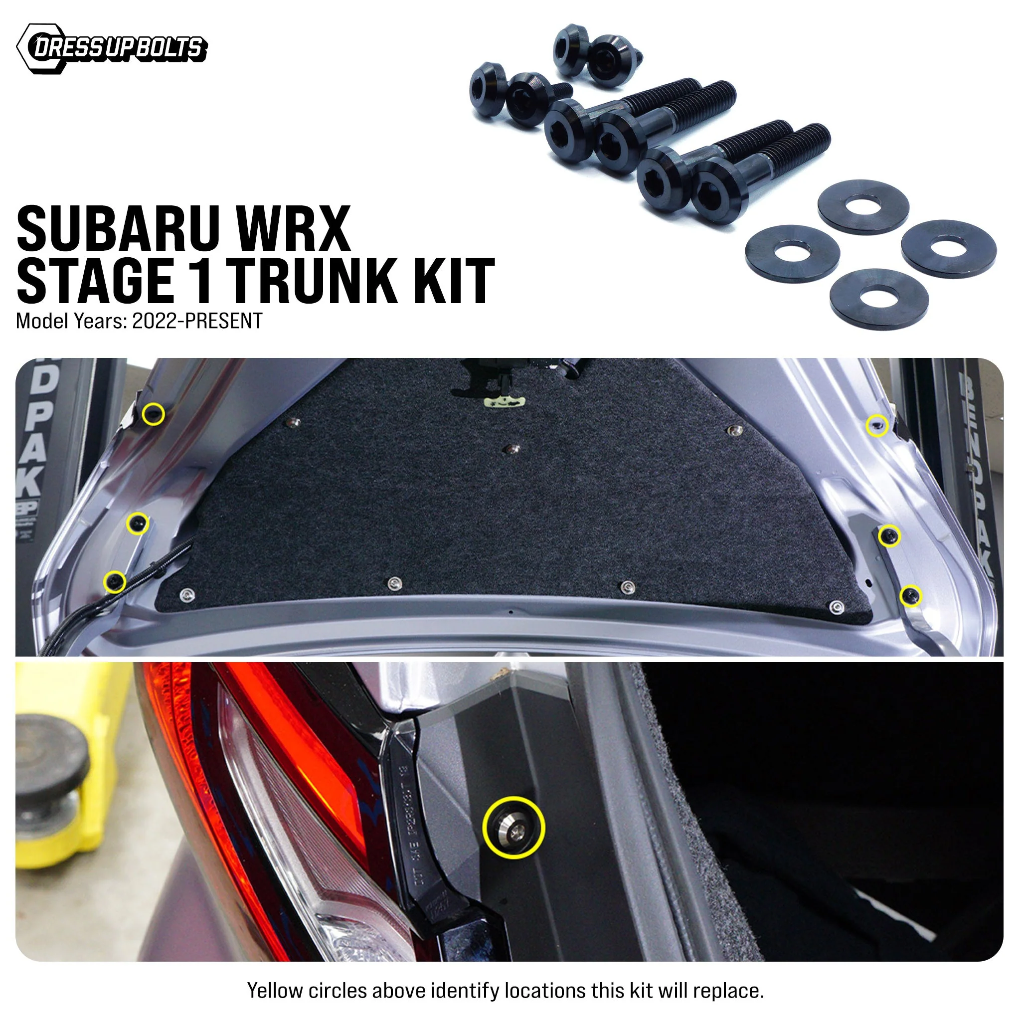 Stage 1 Titanium Hardware Trunk Kit - Subaru WRX (2022+) - Image 2