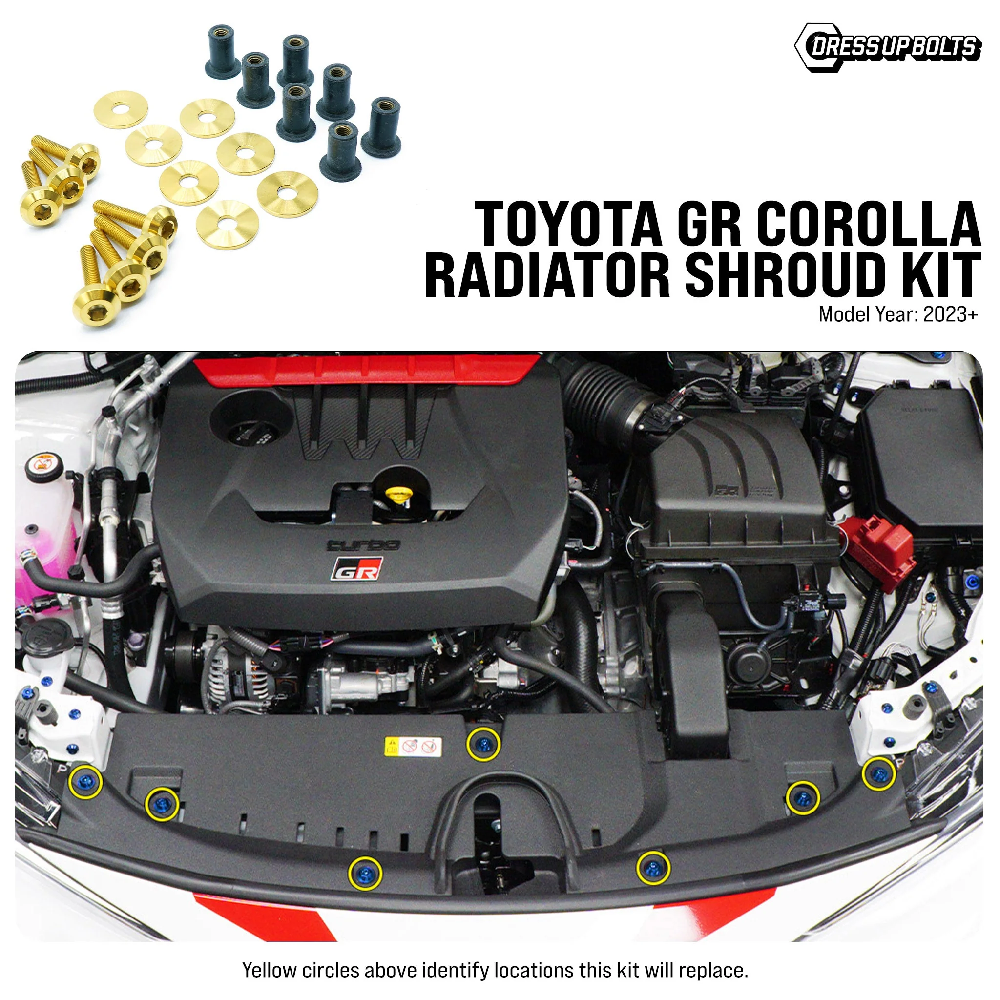 Titanium Hardware Radiator Shroud Kit - Toyota GR Corolla (2023+) - Image 2
